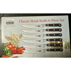 Cooks Standard Steak Knife Set 6 Pc German Steel X50CrMoV w/ Box New